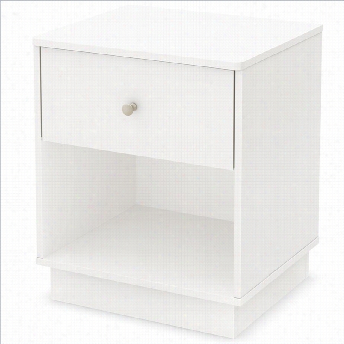 South Shore Litchi Night Stand In Pure White