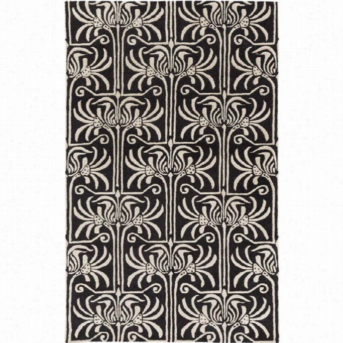 Surya Natura 5' X 8'hand Tufted Wool Rug In Bla Ck