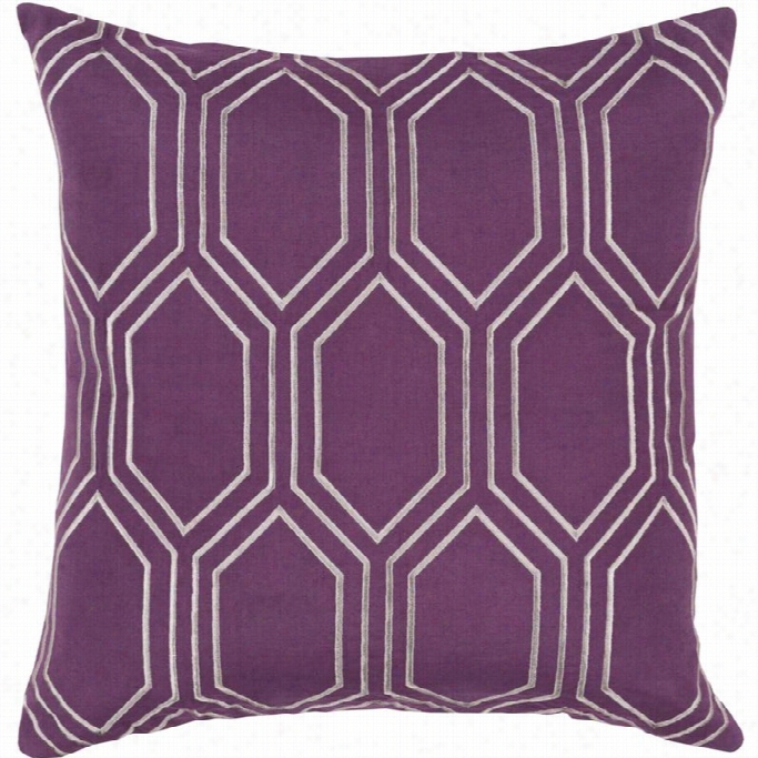 Surya Skyline Poly Fill 18 Square Pillow In Purple And Grayy