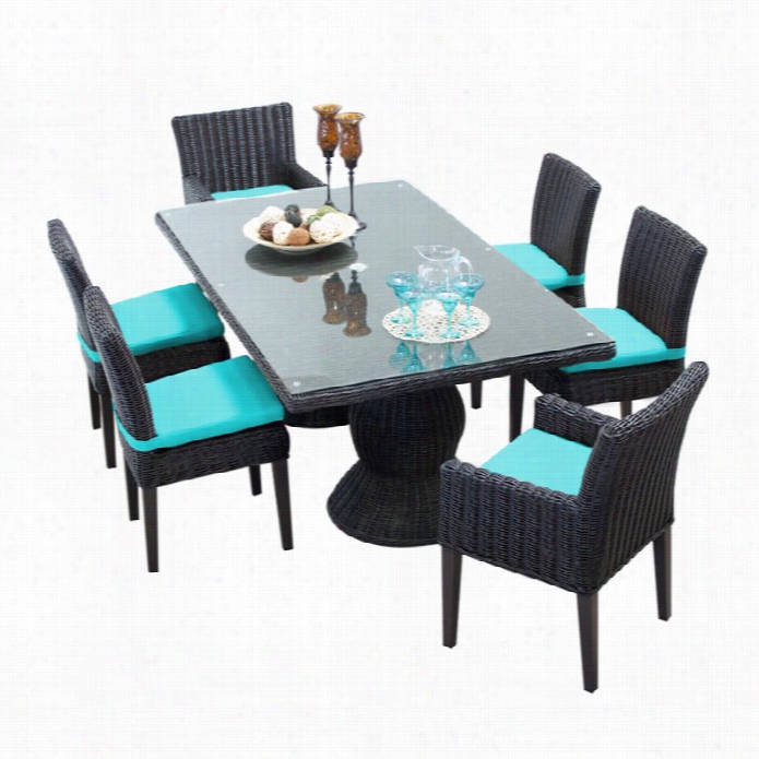 Tkc Venice 7 Piece Wicker Pataio Dining Set In Aruba