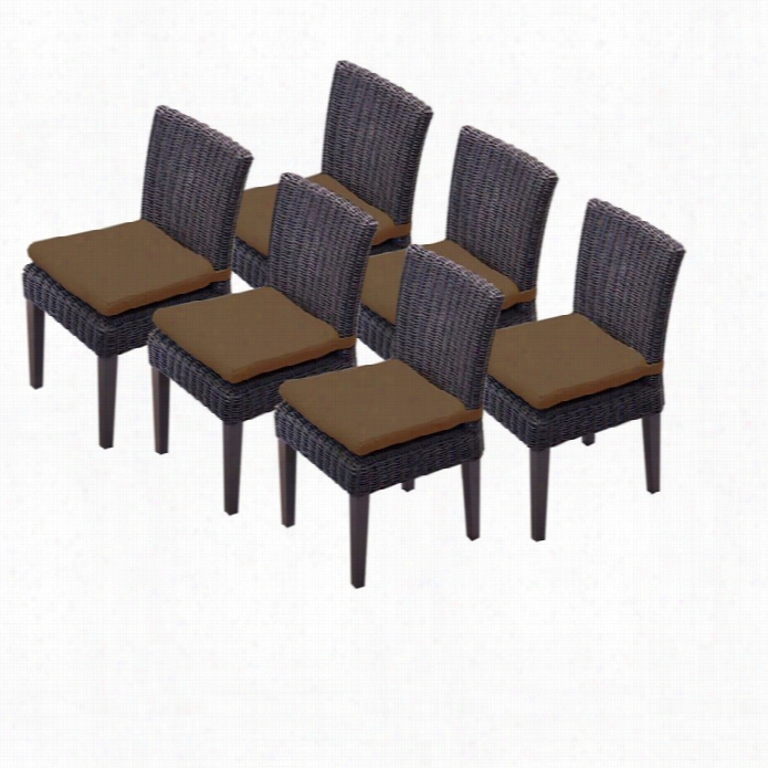 Tkc Venic W Icker Patio Dining Chairs In Cocoa (set Og 6)