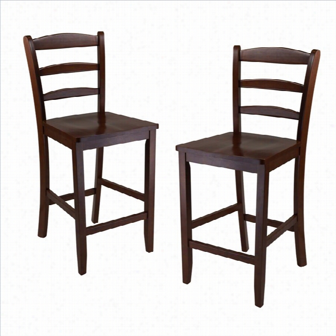 Wins Ome 24 Counrer Ladder Back Stool In Antiwue Walnut (set Of 2)