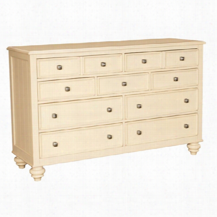 American Drew Camden 9 Drawer Double Dresser In Buttermilk Finish