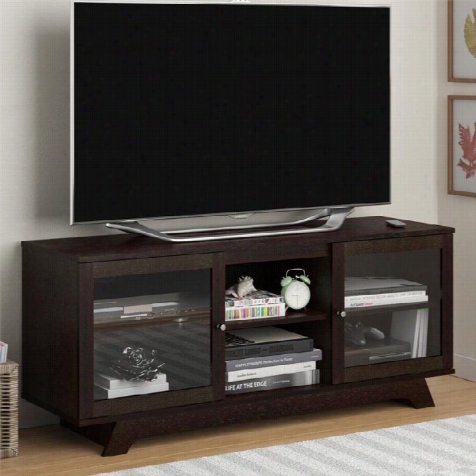 Ameriwood Buckner 54 Tv Stand In  Cinnamon Cherry