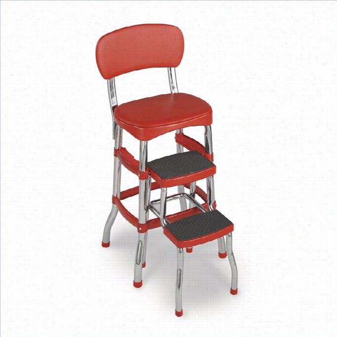 Ameriwood Osco Collection Red Retro Counter Chair Step Stool