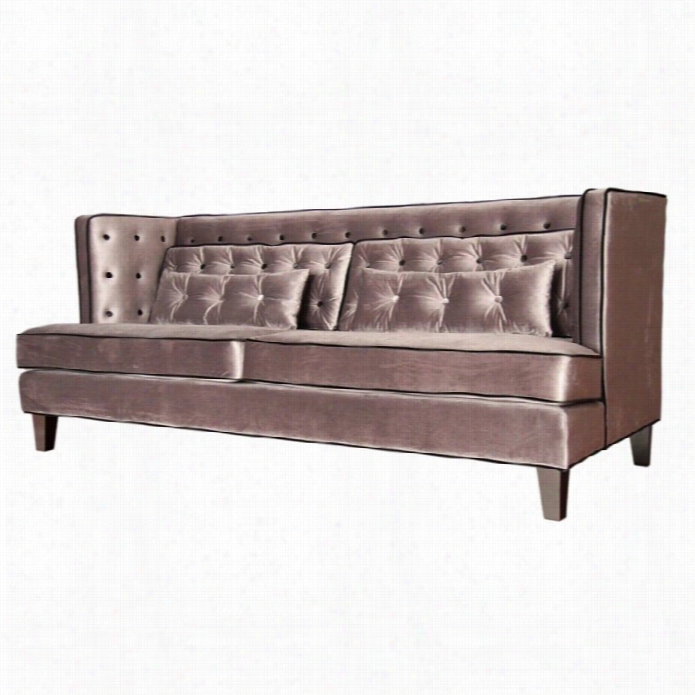 Armen Living Moulin Couch Velvet In Gray And Black Piping