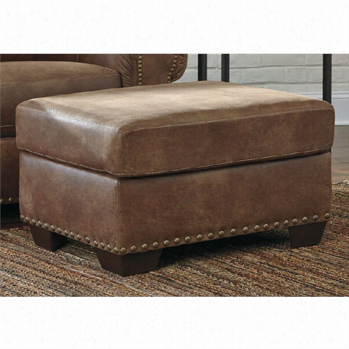 Ashley Burnsville Faux Leather Ottoman In Espresso