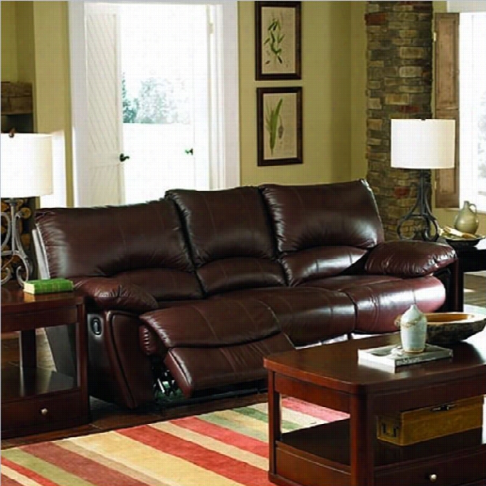 Coaster Clifford Double Reclining Leather Sofa In Brown