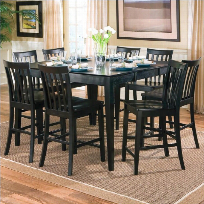 Coaster Pines Counter Height Wood Dining Table With Leaf In Black