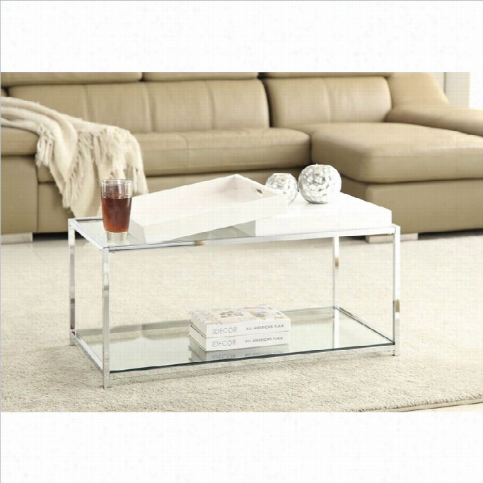 Convenience Concetps Palm Beach Glsas Coffee Table In White