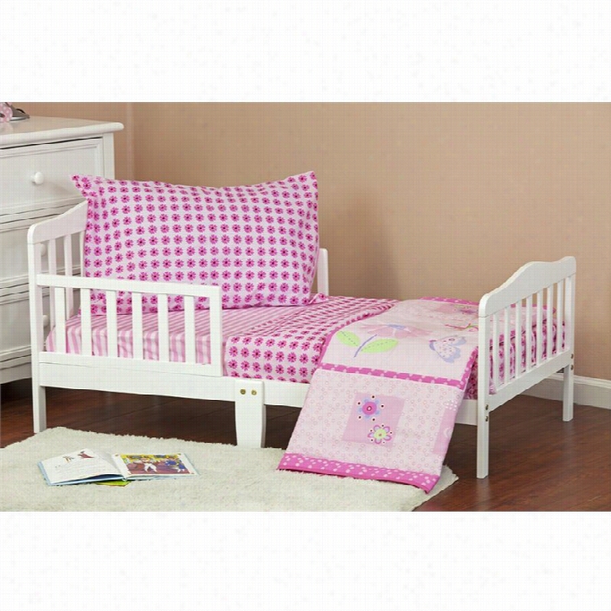 Dream On Me Pink Butterfly And Flower 4 Pc Toddler Bedding Set