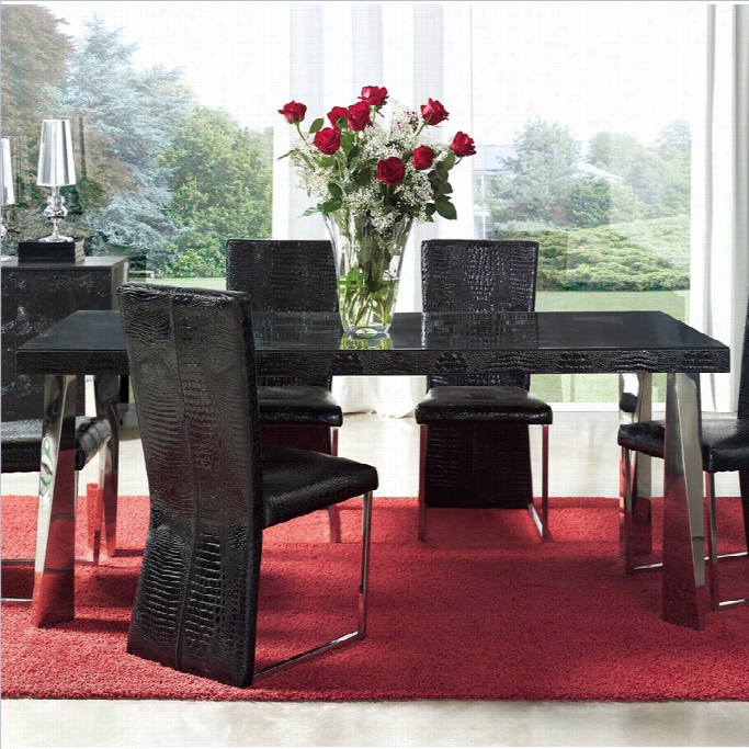 Dupen Coco Dining Table With Glass In Black