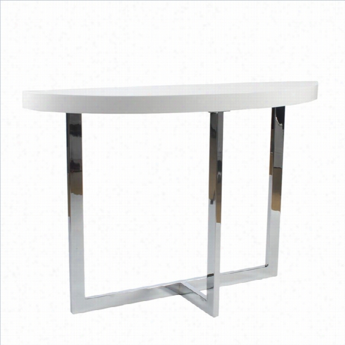 Eurostyle Oliver Demilune Console Table In White Lacqu Er