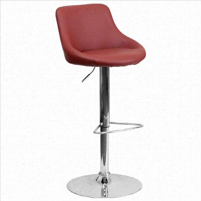 Flash Furniture 25 To 34 Adjustabkebucket Seat Bar Stool In Burgundy