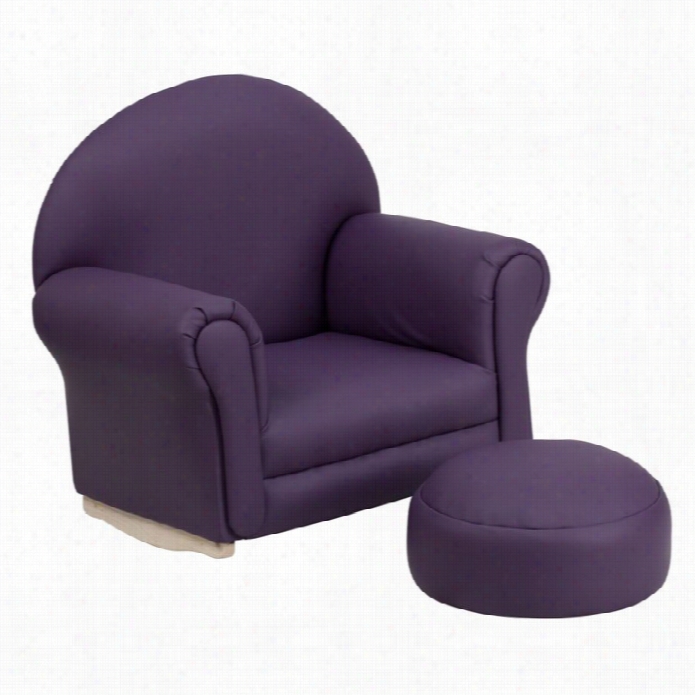 Flash Furniture Kids Purple Vinyl Rocker Chair And Footrest