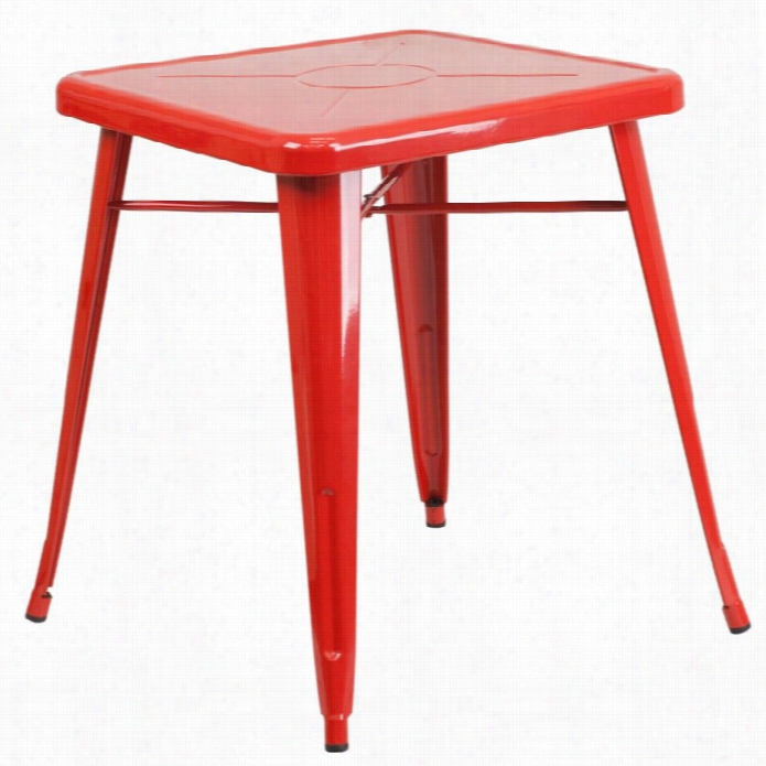 Flash Furniture Metal Square Bistro Table In Red