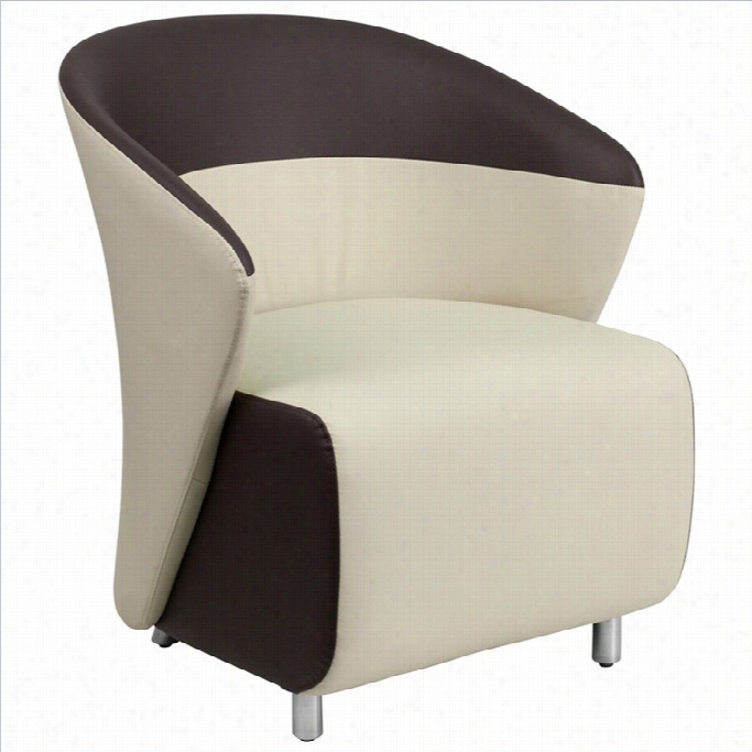 Flash Furniture Reception Chair With Dark Brown Detailing In Beige