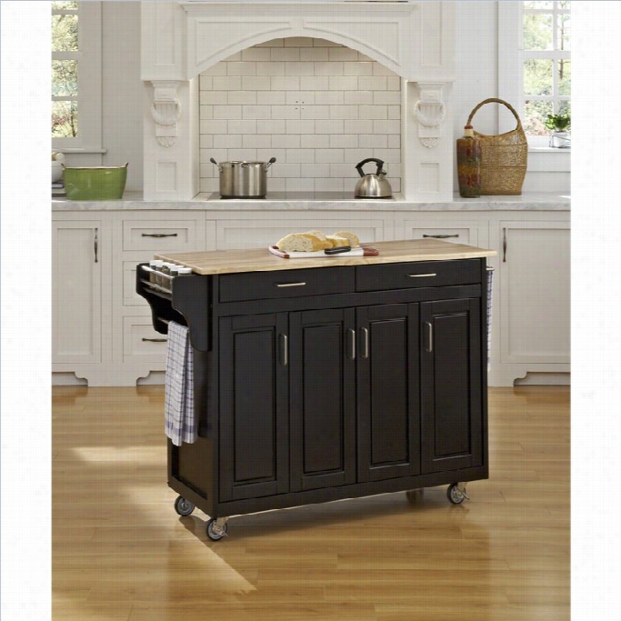 Homestyles  Create-a-cart 49 Inch Wood Head Kitchen Cart In Black