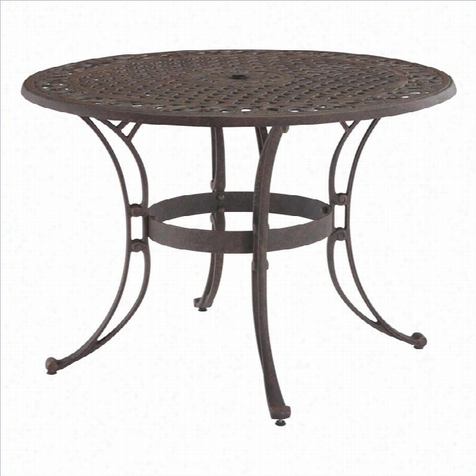 Home Styles Round Outdoor Dining Table In Rust Brown Finish-42 Diameter