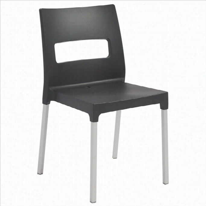 Italmodern Maxi Diva Stacking Dining Chair In Anthracite And Aluminim