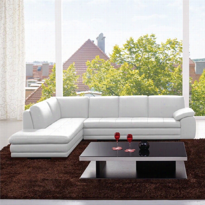 J&mf Urniture 635 Italian Leather Left Sectional In White