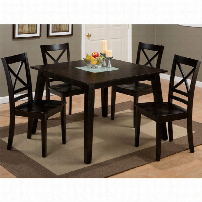 Jofran Rozsted Java  Dining Table With Glass Insert In Roasted Java