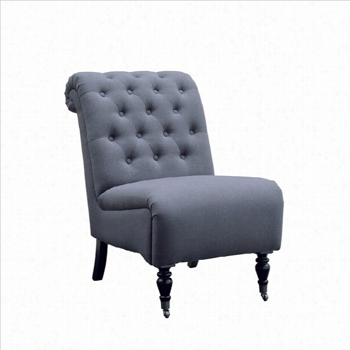 Linon Coar Revolve Back Tufted Chair In Gray