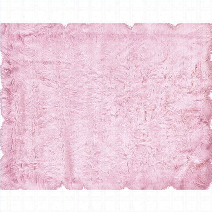 Linon Rugs Faux Sheepskin Rectangular Area Rug In Pink-1'7 X 2'6