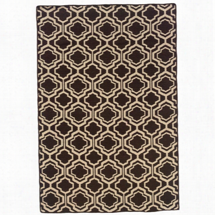 Linon Saloniki 5'  X8' Double Quatrefoil Wool Rug In Brown