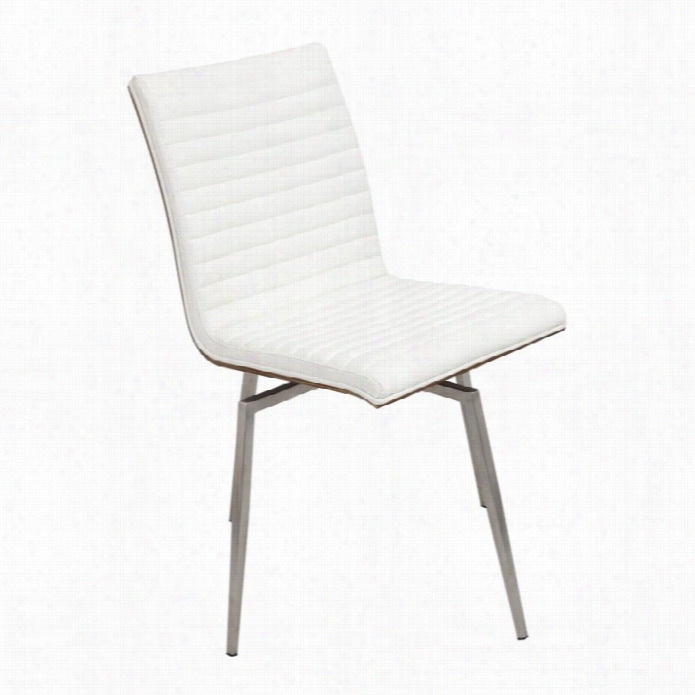 Lumisource Mason Swivel Dining Chair In White And Waln Ut