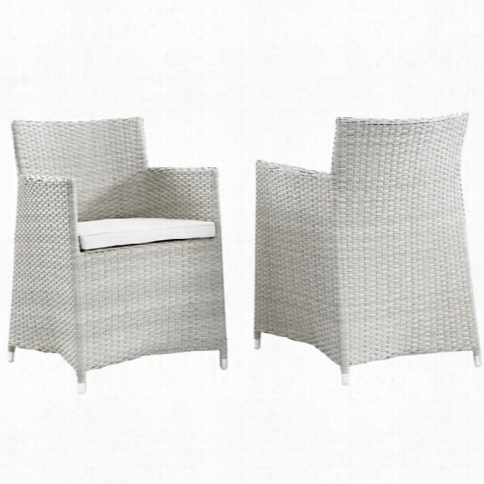 Modway Juntion Outdoor Wikce Rarmchair In Hoary And White (set Of 2)