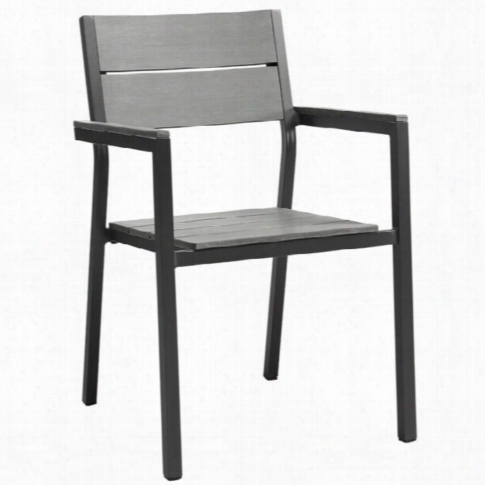 Modwaay Maine Outdoor Dining Armchair In Brown And Gray