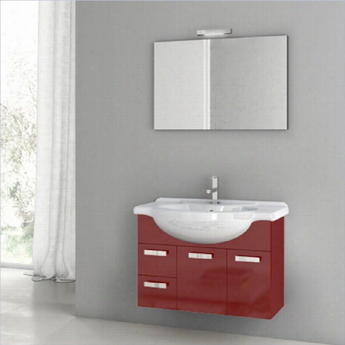 Nameek's Acf 32 Phinex 4 Painting Wall Mounted Bathroom Vanity Set In Glossy Red