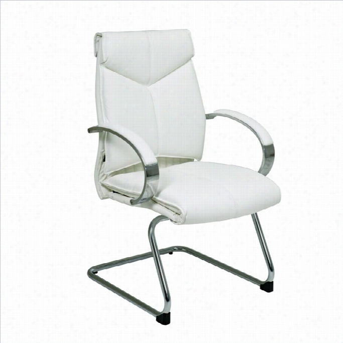 Ofice Star Deluxe Mid Back Executive Office Chair Attending Chrome Fiinish Base And Arms In White Lether