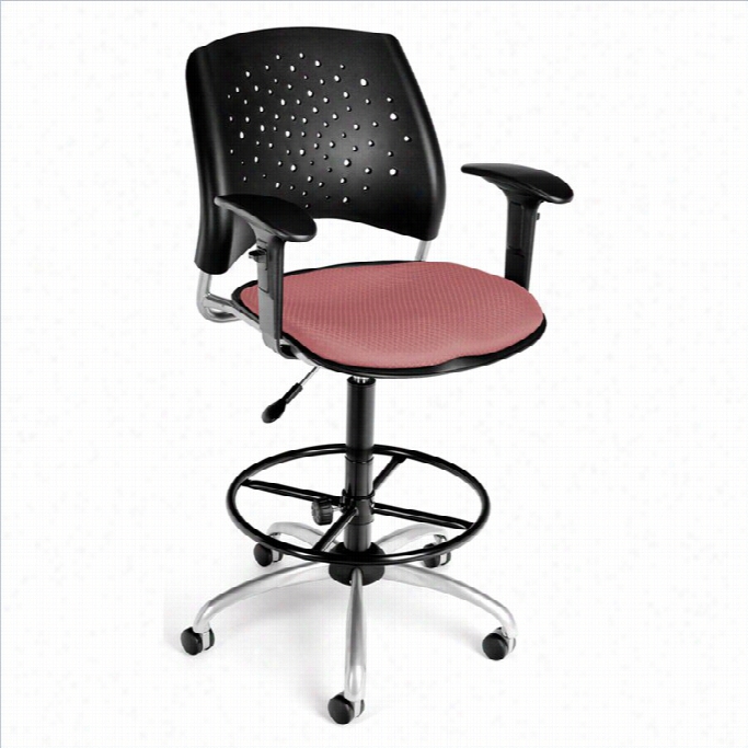 Ofm Star Swivel Drafting Chair Witn Amrs And Drafting It In Coral Pink
