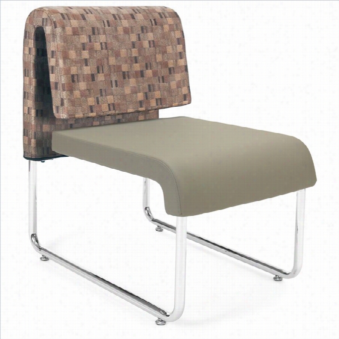 Ofm Uno Geometrics Guest Chair In Taupe With Copper Back