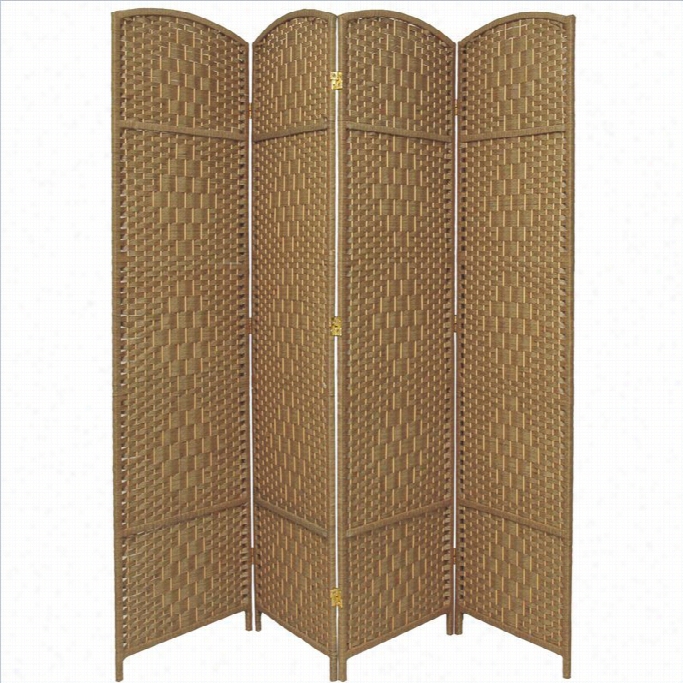 Oriental Diamond Weave Room Divider With 4 Panel In Natural