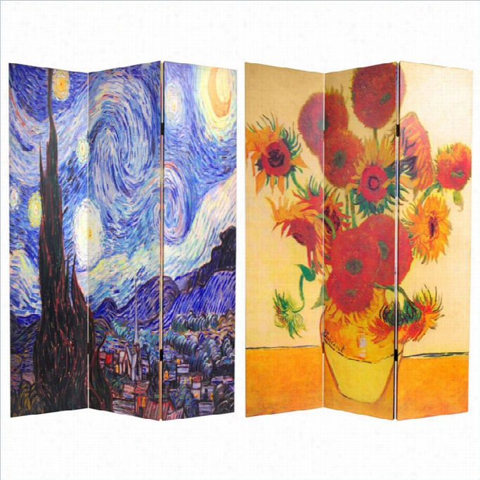 Oriental Double Sided Works Of Van Gogh Canvas Room Divider
