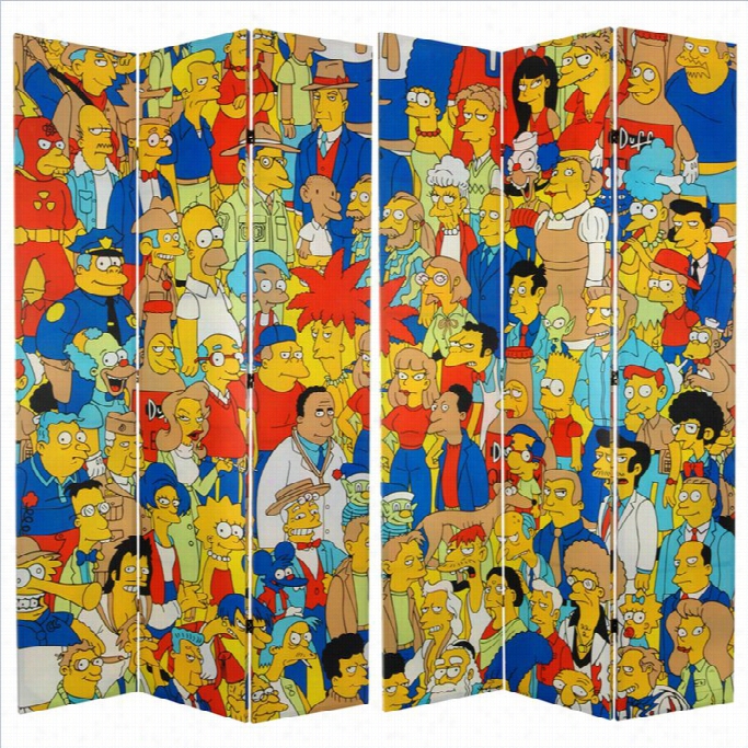 Oriental Furniture 7' Tall Simpsons Cast Room Divider In Multicolor