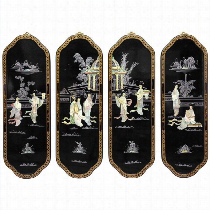 Oriental Furniture Eighy Ladies Curved Wall Plaques In Rich