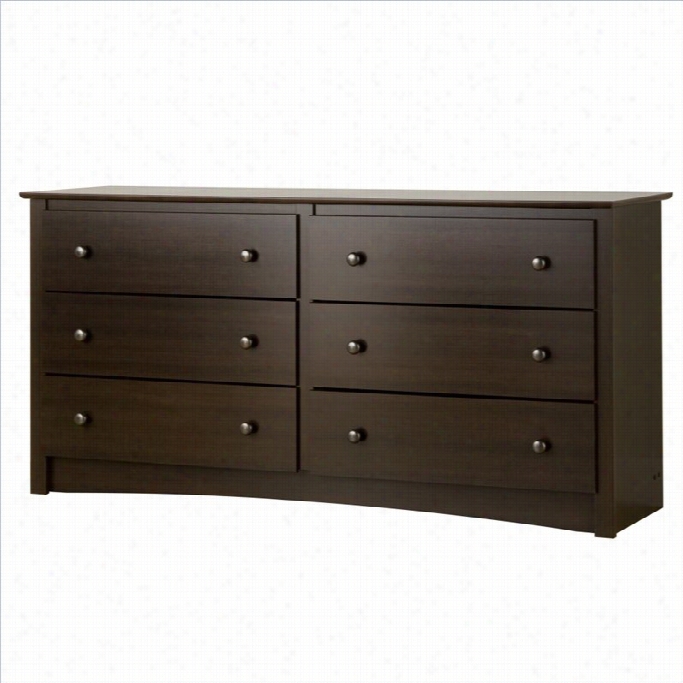 Prepac Fremont Espresso 6 Drawer Dresser