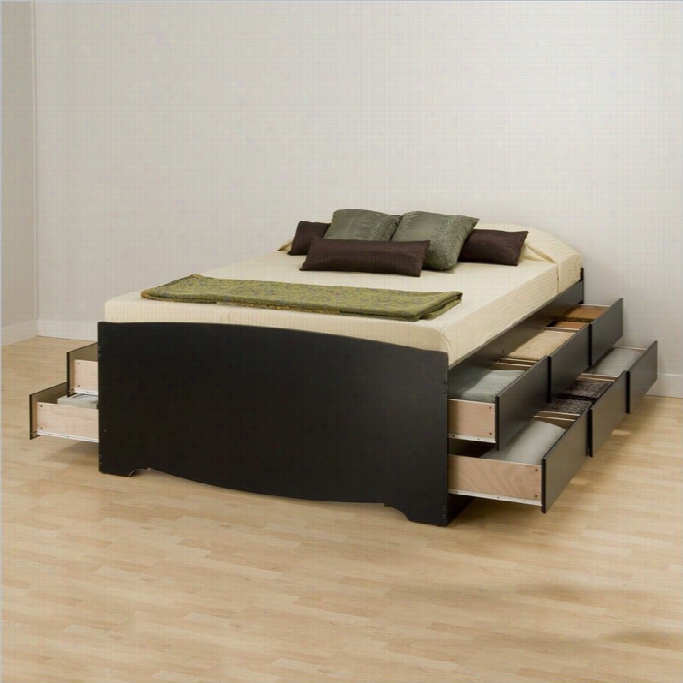 Prepac Sonoma Blak Tall Qeen Platform Storage Bed With 12 Drawers