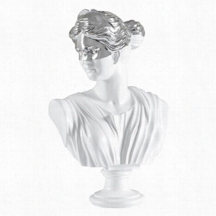 Renwil Juliett Bust Statue In Silver Aand Matte White