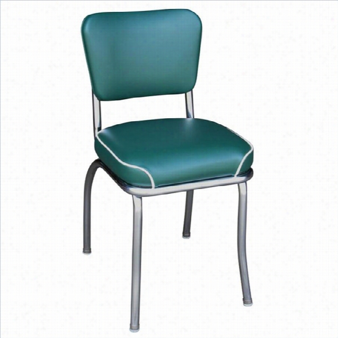 Richardson Seating Retro 1950s Chrome Waterfallseat Diner Dining Chair Iin Green