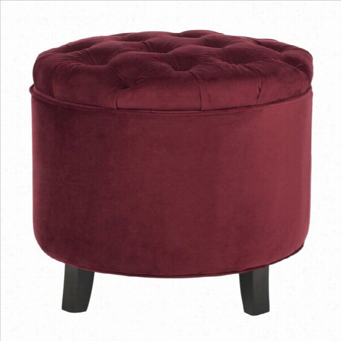 Safavieh Ameliw Oak Tufted  Storagee Ottomaan In Red