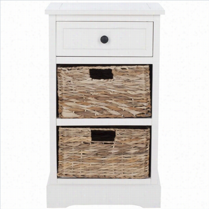 Safavieh Milan Distressed Side Storage Side Table In Craem