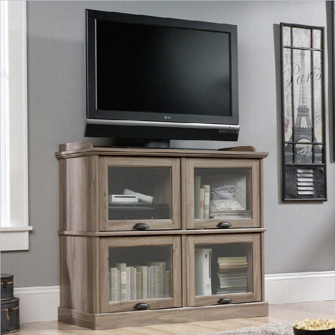 Sauder Advocate  Lane Highboy Tv Stand In Saltt Oak