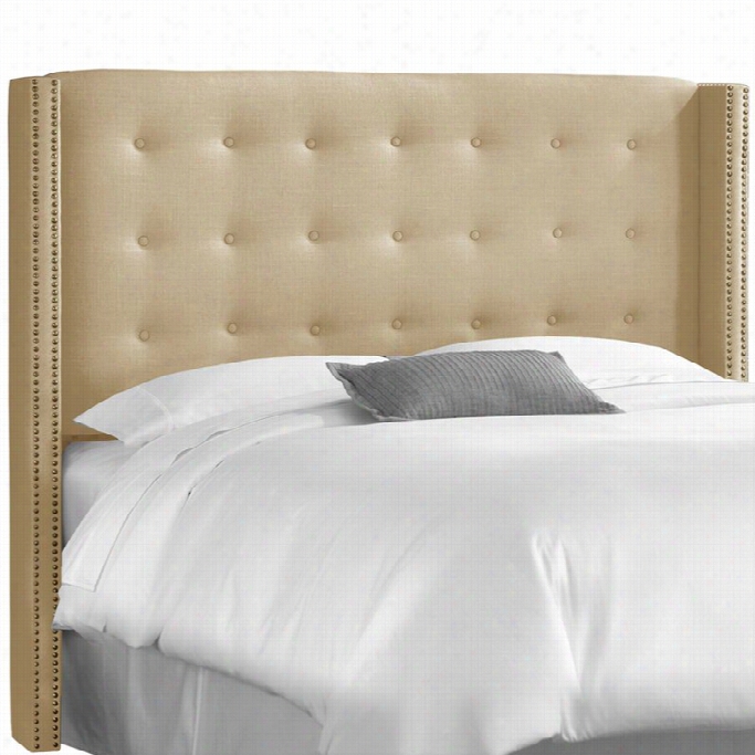 Skyline Tufted Wingback Panel Headboard In Beige-full