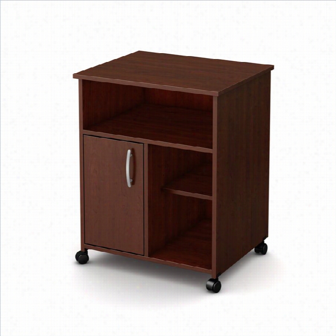 South Coast Fiesta Microwave Cart With Storage On Wheels In Royal Cherry
