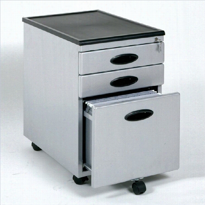 Studio Rta 3 Drawer Metal Mobile Filing Cabinet In Silver And Black